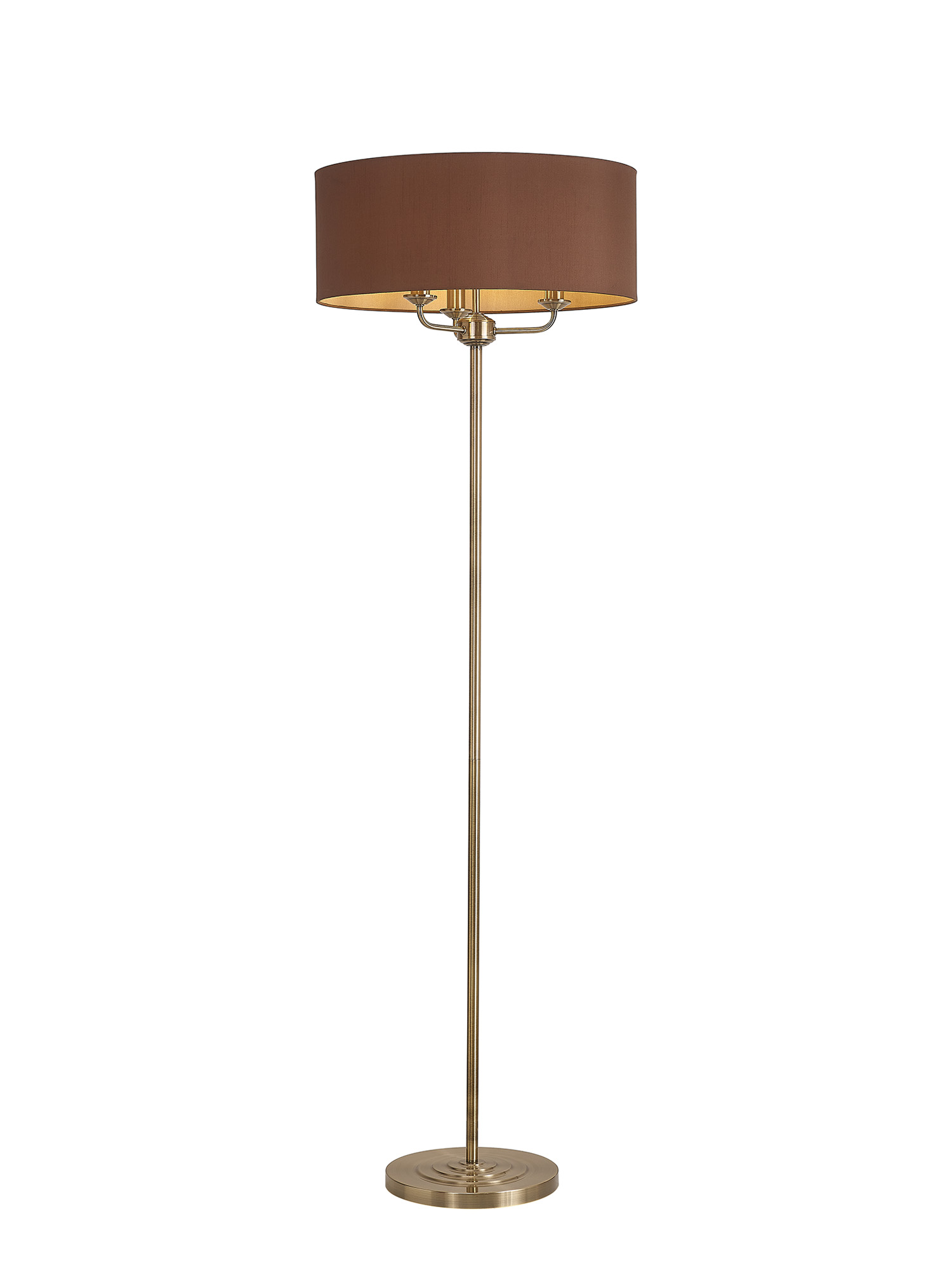 DK0917  Banyan 45cm 3 Light Floor Lamp Antique Brass, Raw Cocoa